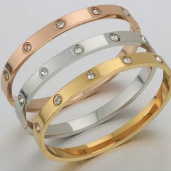 Titanium Love Elegant Gold Silver and Rose Gold Bangle Set